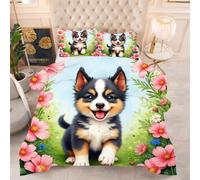 ZZXHG Super King Duvet Set Black Cartoon Dog, All Seasons Combi Double Quilt for All Year Round Comfort, Quilt Lightweight and Warm All Season 260x220 cm