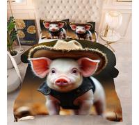 ZZXHG Super King Duvet Set Pink Animal Pig, All Seasons Combi Double Quilt for All Year Round Comfort, Quilt Lightweight and Warm All Season 260x220 cm