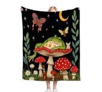 ZZXHG Throw Blanket Double Size Black Frog Mushroom, Flannel Blankets for Adult Kids, Soft Cozy Plush Fluffy Sofa Throws for Bed Bedspread Travel Couch, 60x80 Inch_A13901