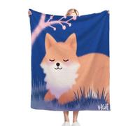 ZZXHG Throw Blanket Double Size Cartoon Fox, Flannel Blankets for Adult Kids, Soft Cozy Plush Fluffy Sofa Throws for Bed Bedspread Travel Couch, 60x80 Inch