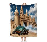 ZZXHG Throw Blanket Double Size Castle Turtle, Flannel Blankets for Adult Kids, Soft Cozy Plush Fluffy Sofa Throws for Bed Bedspread Travel Couch, 60x80 Inch_A18389