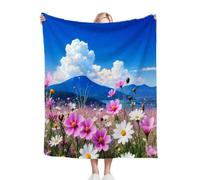ZZXHG Throw Blanket Double Size Coloured Flower, Flannel Blankets for Adult Kids, Soft Cozy Plush Fluffy Sofa Throws for Bed Bedspread Travel Couch, 60x80 Inch