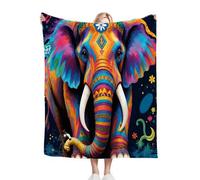 ZZXHG Throw Blankets Single Size 130x150 3D Colourful Elephant, Soft Microfiber Flannel Fleece Thick Blanket for Boys Girls, Fluffy Throws for Bed Sofa Couch, 50x60 Inch_A2548