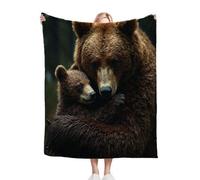 ZZXHG Throw Blankets Single Size 130x150 Brown Bear, Soft Microfiber Flannel Fleece Thick Blanket for Boys Girls, Fluffy Weighted Blanket for Bed Sofa Couch, 50x60 Inch