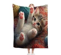 ZZXHG Throw Blankets Single Size 130x150 Grey Cat Adult, Soft Microfiber Flannel Fleece Thick Blanket for Boys Girls, Fluffy Weighted Blanket for Bed Sofa Couch, 50x60 Inch