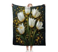 ZZXHG Throw Blankets Single Size 130x150 White Bluebell, Soft Microfiber Flannel Fleece Thick Blanket for Boys Girls, Fluffy Weighted Blanket for Bed Sofa Couch, 50x60 Inch