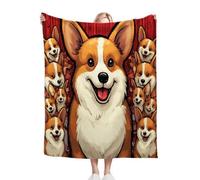 ZZXHG Throw Blankets Single Size 130x150 Yellow Cartoon Shiba Inu, Soft Microfiber Flannel Fleece Thick Blanket for Boys Girls, Fluffy Weighted Blanket for Bed Sofa Couch, 50x60 Inch