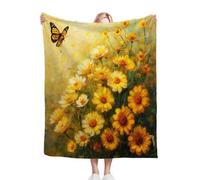 ZZXHG Throw Blankets Single Size 130x150 Yellow Daisy, Soft Microfiber Flannel Fleece Thick Blanket for Boys Girls, Fluffy Weighted Blanket for Bed Sofa Couch, 50x60 Inch