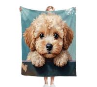 ZZXHG Throw Blankets Single Size 130x150 Yellow Teddy Bear Dog, Soft Microfiber Flannel Fleece Thick Blanket for Boys Girls, Fluffy Throws for Bed Sofa Couch, 50x60 Inch_1449a