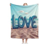 ZZXHG Weighted Blanket Throw for Adults Blue Love, Plush Flannel Blanket for Bed King Size, Soft Reversible Microfiber Fluffy Fleece Blankets Large for Couch Car Sofa, 220x240 cm