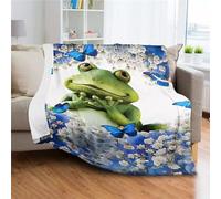 ZZXHG Weighted Blanket Throw for Adults Green Cartoon Frog Plush Flannel Blanket for Bed King Size, Soft Reversible Microfiber Fluffy Fleece Blankets Large For Couch Car Sofa, 220x240 cm