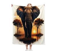 ZZXHG Weighted Blanket Throw for Adults Grey Elephant, Plush Flannel Blanket for Bed King Size, Soft Reversible Microfiber Fluffy Fleece Blankets Large for Couch Car Sofa, 220x240 cm