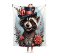 ZZXHG Weighted Blanket Throw for Adults Grey Raccoon, Plush Flannel Blanket for Bed King Size, Soft Reversible Microfiber Fluffy Fleece Blankets Large for Couch Car Sofa, 220x240 cm