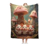 ZZXHG Weighted Blanket Throw for Adults Pink Cartoon Pig, Plush Flannel Blanket for Bed King Size, Soft Reversible Microfiber Fluffy Fleece Blankets Large for Couch Car Sofa, 220x240 cm