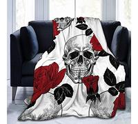 ZZXHG Weighted Blanket Throw for Adults White Skull Teen Plush Flannel Blanket for Bed King Size, Soft Reversible Microfiber Fluffy Fleece Blankets Large For Couch Car Sofa, 220x240 cm