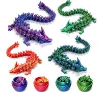 ZZXIAOJIE 3D Printed Dragon Egg Fidget Toys Mystery Crystal 3D Printed Animals Articulated Dragon Easter Eggs Gifts Home Desk Decor (4PCS.A)