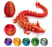 ZZXIAOJIE 3D Printed Dragon Egg Fidget Toys Mystery Crystal 3D Printed Animals Articulated Dragon Easter Eggs Gifts Home Desk Decor (Red.A)