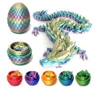 ZZXIAOJIE 3D Printed Dragon Egg Fidget Toys Mystery Crystal 3D Printed Animals Articulated Dragon Easter Eggs Gifts Home Desk Decor (Rainbow.A)
