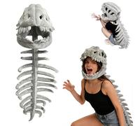 ZZXIAOJIE Dinosaur Skeleton Costume Realistic Dino Plush Skeleton Mask Spine 3D Spinosaurus Plush Dino Costume Adult (Gray, 80cm)