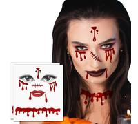 ZZXLLRO - 2 Piece Vampire Face Jewellery Set Halloween Red Blood Costume Rhinestone Stones Makeup Accessories for Women Girls