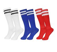 Zzxlw Boys Football Socks Kids Knee High Soccer Sports for Running Training & Matches - Elastic & Comfortable Athletic Team Socks 3 Pairs L 9-13 Years