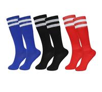 Zzxlw Boys Football Socks Kids Knee High Soccer Sports for Running Training & Matches - Elastic & Comfortable Athletic Team Socks 3 Pairs M 4-8 Years