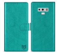 ZZXX Samsung Galaxy Note 9 Wallet Case with [RFID Blocking] Card Slot Kickstand Magnetic Closure Leather Flip Fold Protective Phone Case for Samsung Galaxy Note 9 Case Wallet(Lake Blue-6.4 inch)