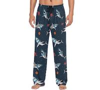 ZZXXB Astronaut Shark Pajama Pants for Men Comfort Sleep Lounge Bottoms Straight-fit with Pockets Large