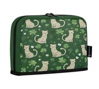 ZZXXB Cheetah Clovers Pencil Case Compartment Stand up Pen Pouch with Zipper for Boys Girls Students