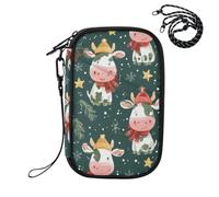 ZZXXB Cow Spruce Branch Passport Holder for Travel Essentials | Rfid Blocking Passport Cover Wallet for Women Men with Card Slots, ID Window, Zipper Pocket, Detachable Wrist Strap