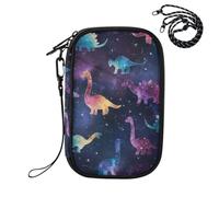 ZZXXB Dinosaur Galaxy Nebula Passport Holder for Travel Essentials | Rfid Blocking Passport Cover Wallet for Women Men with Card Slots, ID Window, Zipper Pocket, Detachable Wrist Strap