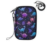 ZZXXB Dinosaurs Galaxy Nebula Passport Holder for Travel Essentials | Rfid Blocking Passport Cover Wallet for Women Men with Card Slots, ID Window, Zipper Pocket, Detachable Wrist Strap
