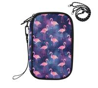 ZZXXB Flamingo Galaxy Nebula Passport Holder for Travel Essentials | Rfid Blocking Passport Cover Wallet for Women Men with Card Slots, ID Window, Zipper Pocket, Detachable Wrist Strap