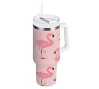 ZZXXB Flamingo Winter Snow Insulated Stainless Steel Water Bottle with Handle and Straw Lid Double Walled Travel Mug 30 oz