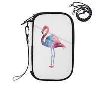 ZZXXB Flamingo with Nebula Passport Holder for Travel Essentials | Rfid Blocking Passport Cover Wallet for Women Men with Card Slots, ID Window, Zipper Pocket, Detachable Wrist Strap