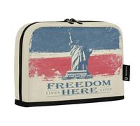 ZZXXB Freedom Lives Here Pencil Case Compartment Stand up Pen Pouch with Zipper for Boys Girls Students