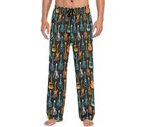 ZZXXB Guitar Print Pajama Pants for Men Comfort Sleep Lounge Bottoms Straight-fit with Pockets X-Large