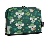 ZZXXB Koala Lucky Clover Pattern Pencil Case Compartment Stand up Pen Pouch with Zipper for Boys Girls Students