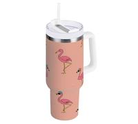 ZZXXB Lovely Flamingo Insulated Stainless Steel Water Bottle with Handle and Straw Lid Double Walled Travel Mug 30 oz