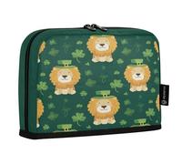 ZZXXB Lucky Lion Clovers Pencil Case Compartment Stand up Pen Pouch with Zipper for Boys Girls Students