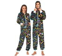 ZZXXB Mathematical Number Formula Onesie Pajamas for Adult Women Men Long Sleeves One Piece Onesies Hooded Sleepwear S Black
