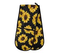 ZZXXB Sunflower Double Oven Mitt Heat Resistant Non-Slip Kitchen Gloves Extra Long 7" x 35" for Cooking Baking Barbecue Grilling