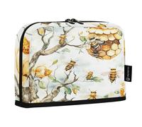 ZZXXB Watercolor Bee Hive Pencil Case Compartment Stand up Pen Pouch with Zipper for Boys Girls Students