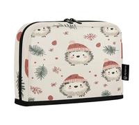 ZZXXB Winter Hedgehog Holly Leaves Pencil Case Compartment Stand up Pen Pouch with Zipper for Boys Girls Students