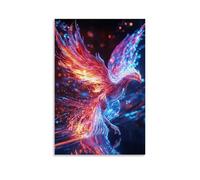 ZZXZHTHB A Cybernetic Phoenix Emerging from Neon Flames, Holographic Feathers, Futuristic 3D Rendering Wall Art Mural Modern Decoration Hanging Art Poster 08x12inch(20x30cm)