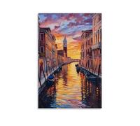 ZZXZHTHB Art Poster Oil Painting, Venetian Canal at Sunset with Rippled Reflections Wall Art Mural Modern Decoration Hanging Art Poster 16x24inch(40x60cm)
