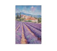 ZZXZHTHB Panoramic Oil Painting, Lavender Fields of Provence Under A Soft Haze Wall Art Mural Modern Decoration Hanging Art Poster 20x30inch(50x75cm)