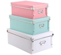 ZZYANGZZ storage box, Mixed color decorative storage box，with handle, lid, screw fixed, foldable, three sizes suitable for holding clothes, toys, cosmetics, blankets (Mixed color 3)