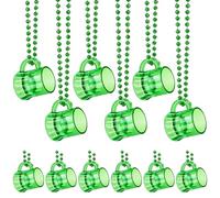 ZZYFGH 12 Pack St Patricks Day Shot Glass Necklace, Fun Green Shot Glass Necklace for St. Patrick's Day Party Favors Supplies, Costume Accessories