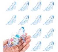 ZZYFGH 12 Pcs Mini Plastic High Heels Shoes 3.5 inch Blue Mini Cinderella Princess Slippers Glass Heels Princess for Wedding Birthday Party Table Favors Decoration (Blue)